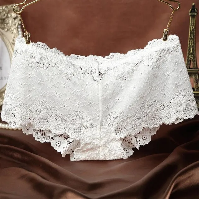 2018 New Sexy Brand Ladies Underwear Women Sexy Transparent Shorts Lace Panties Female Knickers Full Lace Tempting briefs
