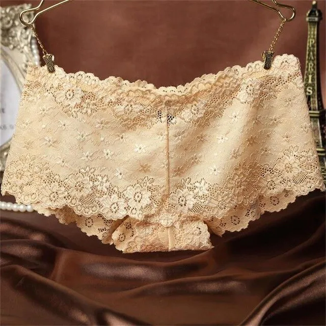 2018 New Sexy Brand Ladies Underwear Women Sexy Transparent Shorts Lace Panties Female Knickers Full Lace Tempting briefs