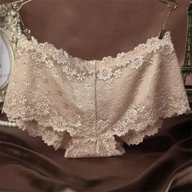 2018 New Sexy Brand Ladies Underwear Women Sexy Transparent Shorts Lace Panties Female Knickers Full Lace Tempting briefs