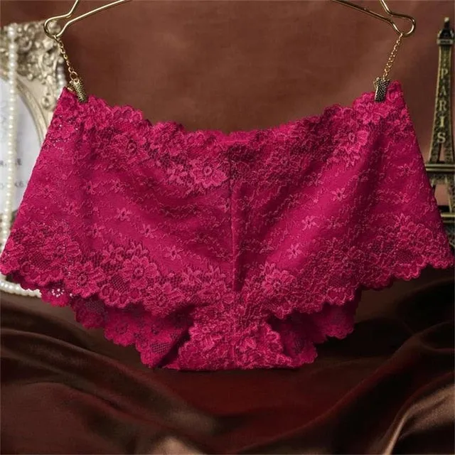 2018 New Sexy Brand Ladies Underwear Women Sexy Transparent Shorts Lace Panties Female Knickers Full Lace Tempting briefs