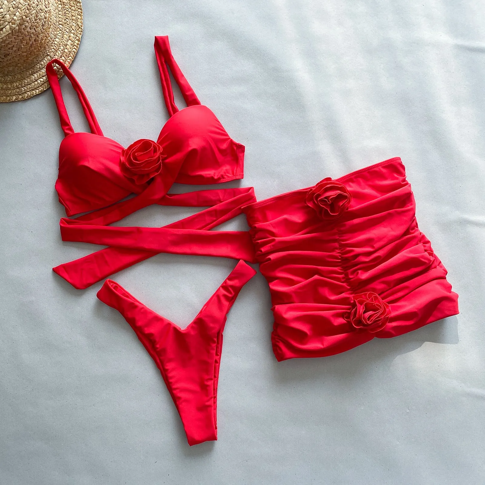 3D Floral Bikini Swimsuit