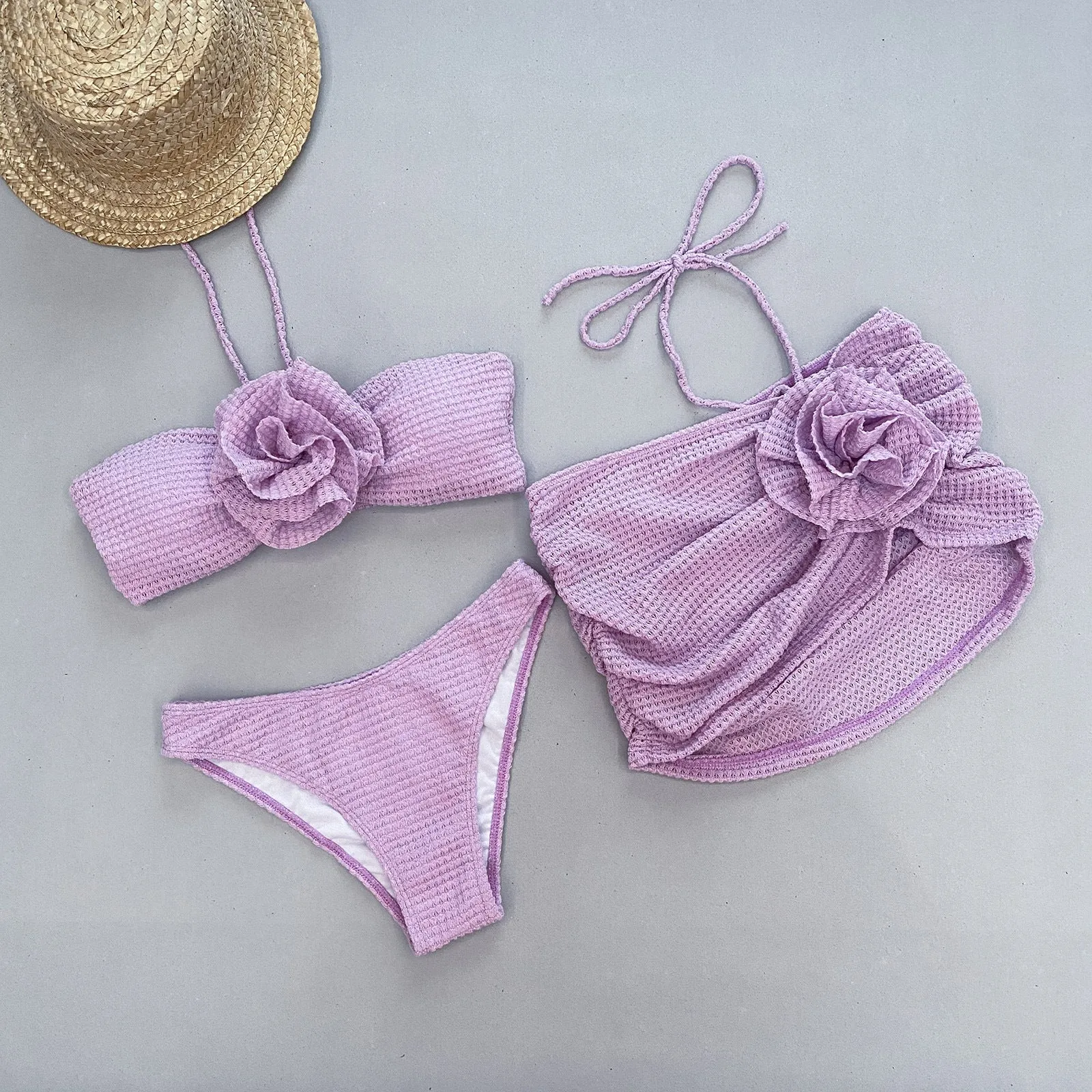 3D Floral Ensemble Women's Swimwear