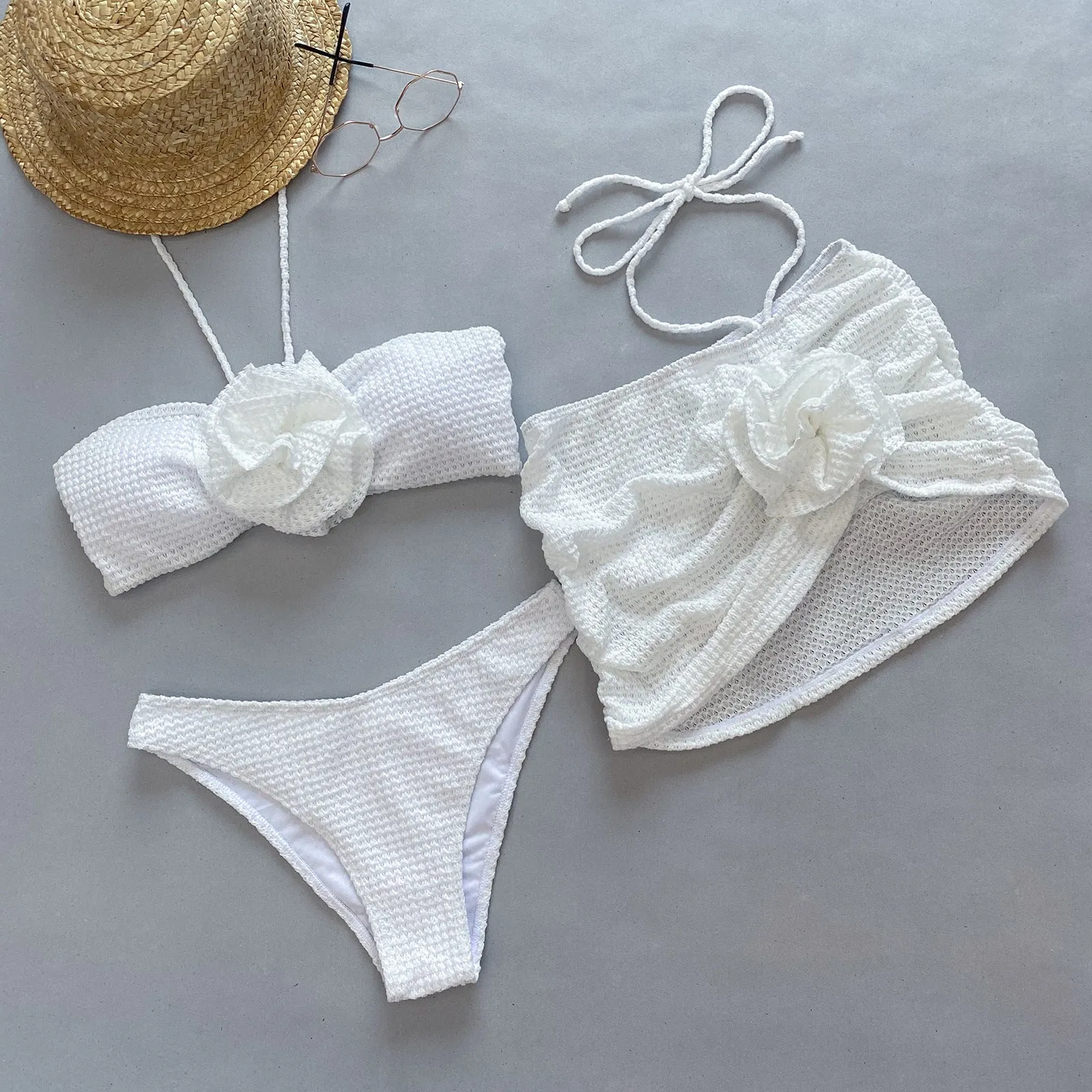 3D Floral Ensemble Women's Swimwear