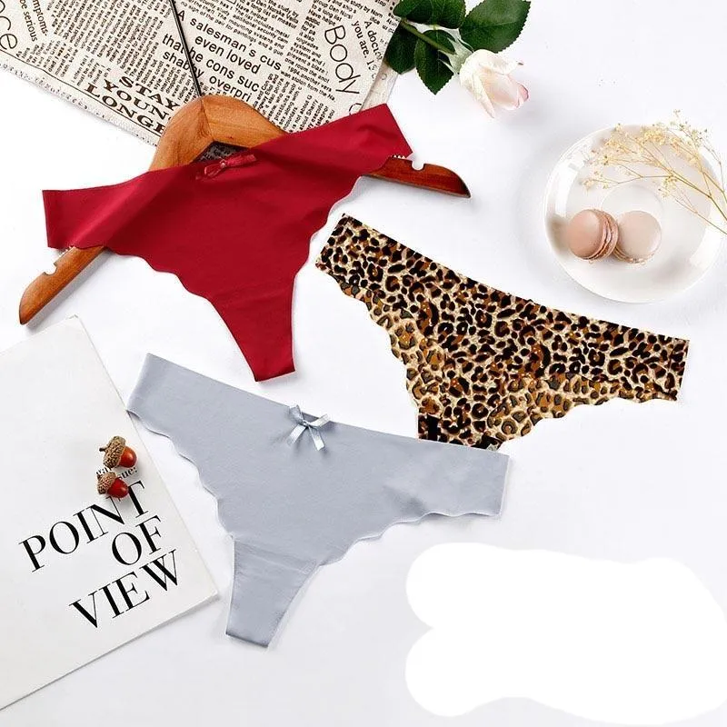 4 pcs Thong Leopard Seamless Panties Low Waist