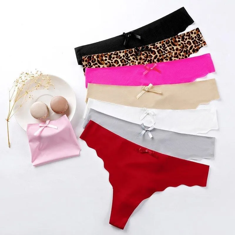 4 pcs Thong Leopard Seamless Panties Low Waist