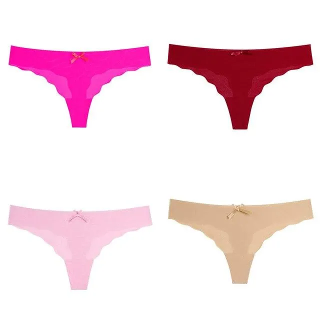 4 pcs Thong Leopard Seamless Panties Low Waist
