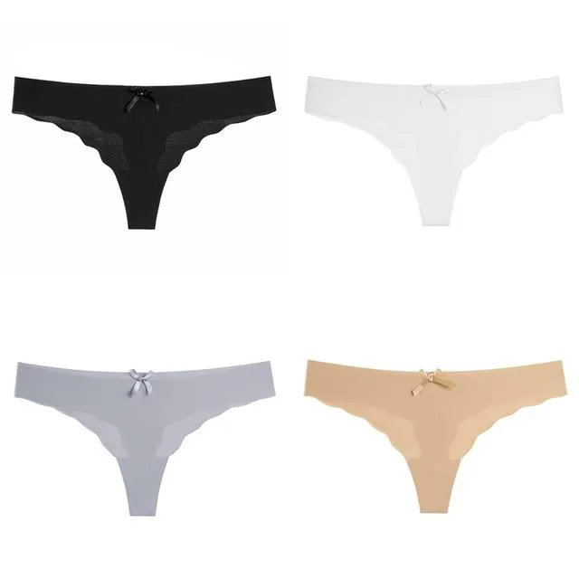 4 pcs Thong Leopard Seamless Panties Low Waist