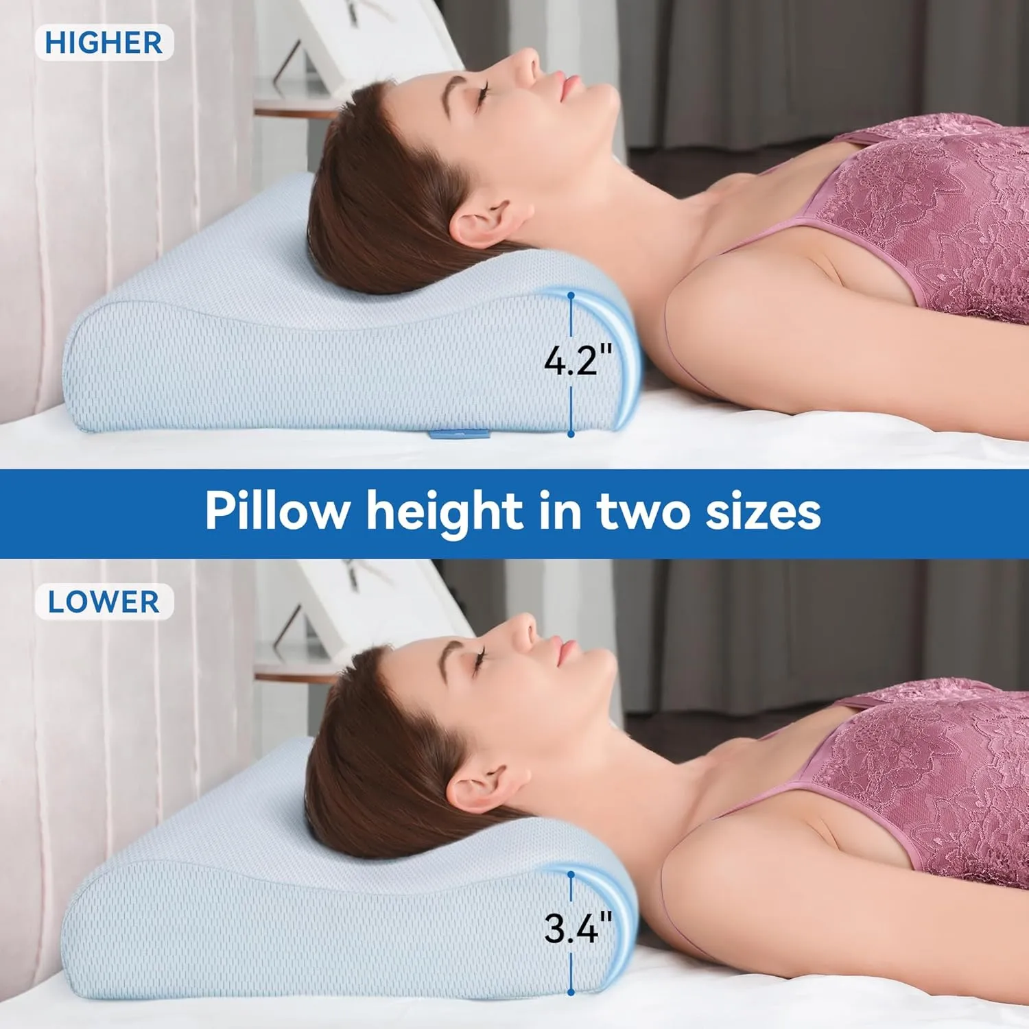 AM AEROMAX Cooling Contour Memory Foam Pillow, Cervical Pillow for Neck Pain Relief, Neck Orthopedic Sleeping Pillows for Side, Back and Stomach Sleepers.