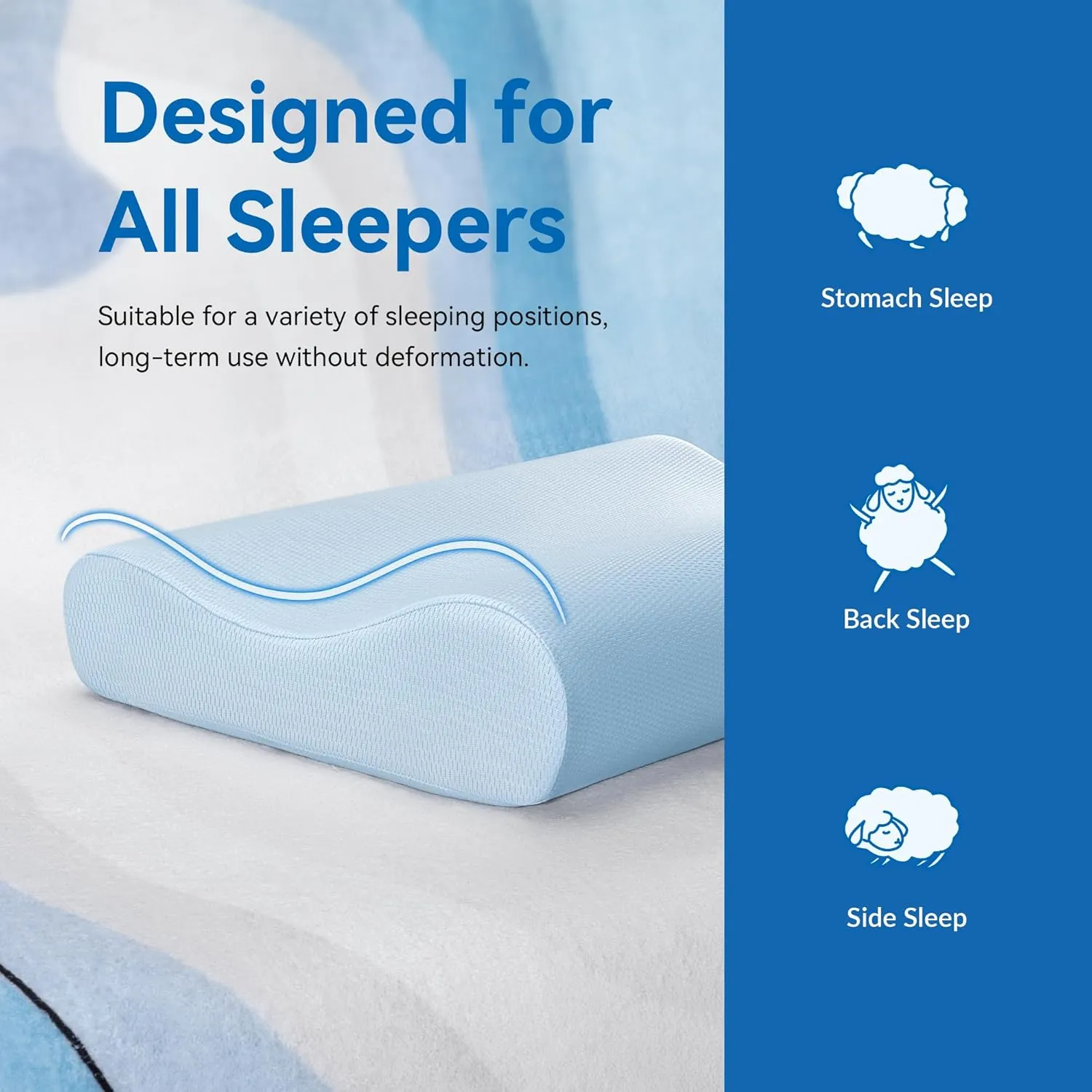 AM AEROMAX Cooling Contour Memory Foam Pillow, Cervical Pillow for Neck Pain Relief, Neck Orthopedic Sleeping Pillows for Side, Back and Stomach Sleepers.