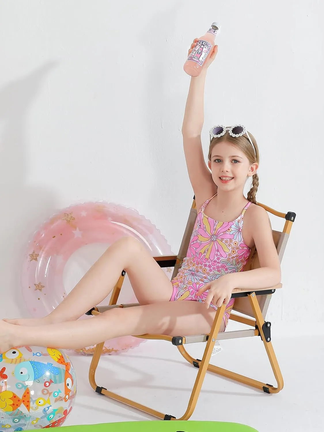 Angel season Girls One Piece Swimsuits Teens Bathing Suit Straps Kids Cute Swimwear with UPF 50  Daisy Halter Size 7-14