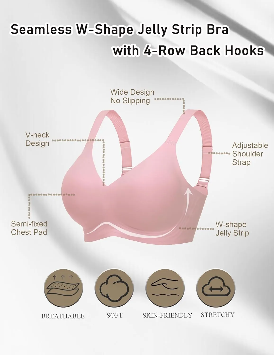 Avidlove Bras for Women Seamless Bra Full Coverage T Shirt Bralettes Push Up Bra Wireless Bra