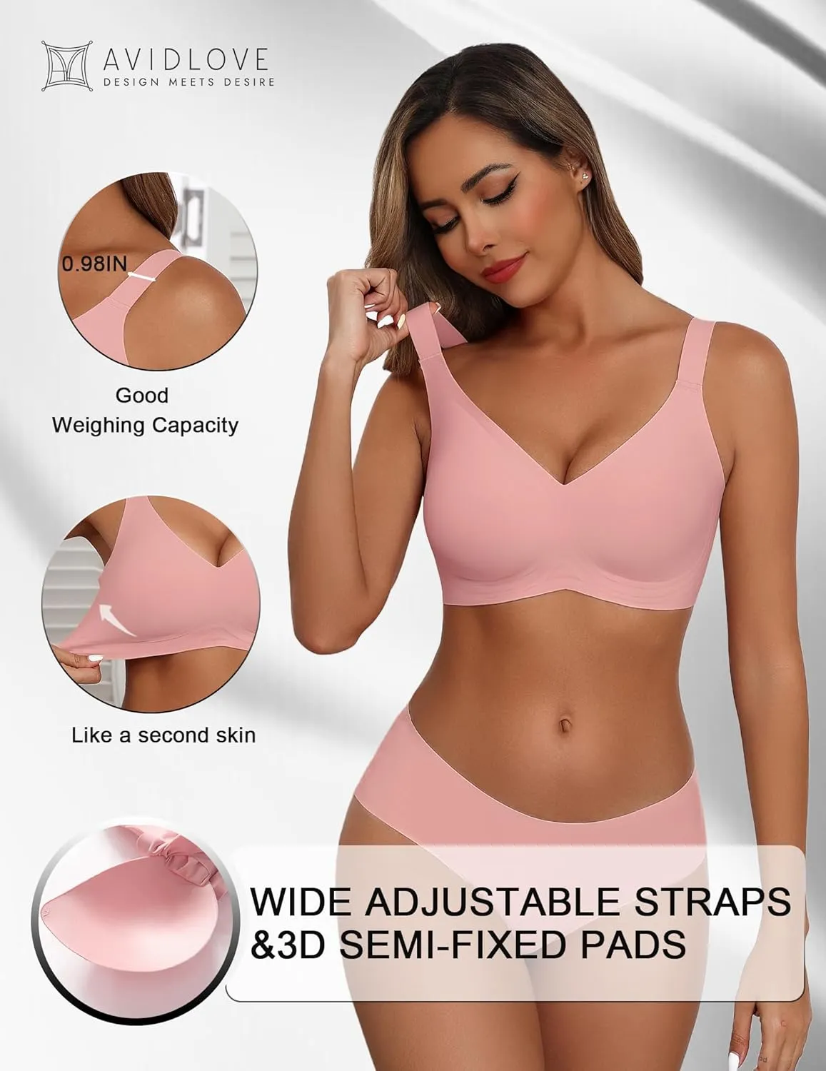 Avidlove Bras for Women Seamless Bra Full Coverage T Shirt Bralettes Push Up Bra Wireless Bra