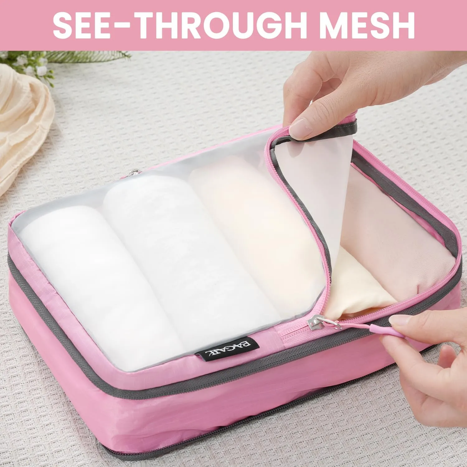 BAGAIL 4 Set/6 Set Ultralight Compression Packing Cubes Packing Organizer for Travel Accessories Luggage Suitcase Backpack