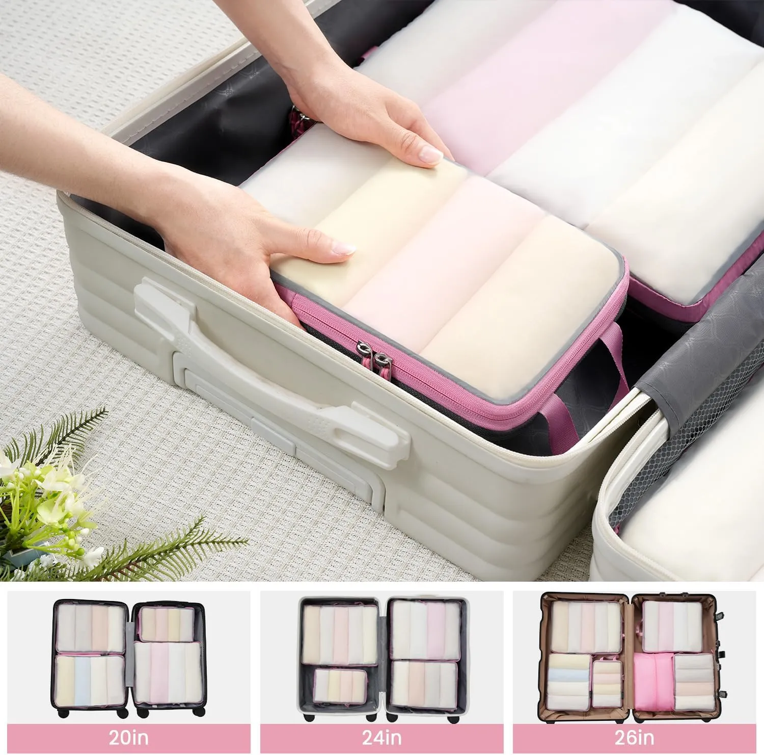 BAGAIL 4 Set/6 Set Ultralight Compression Packing Cubes Packing Organizer for Travel Accessories Luggage Suitcase Backpack