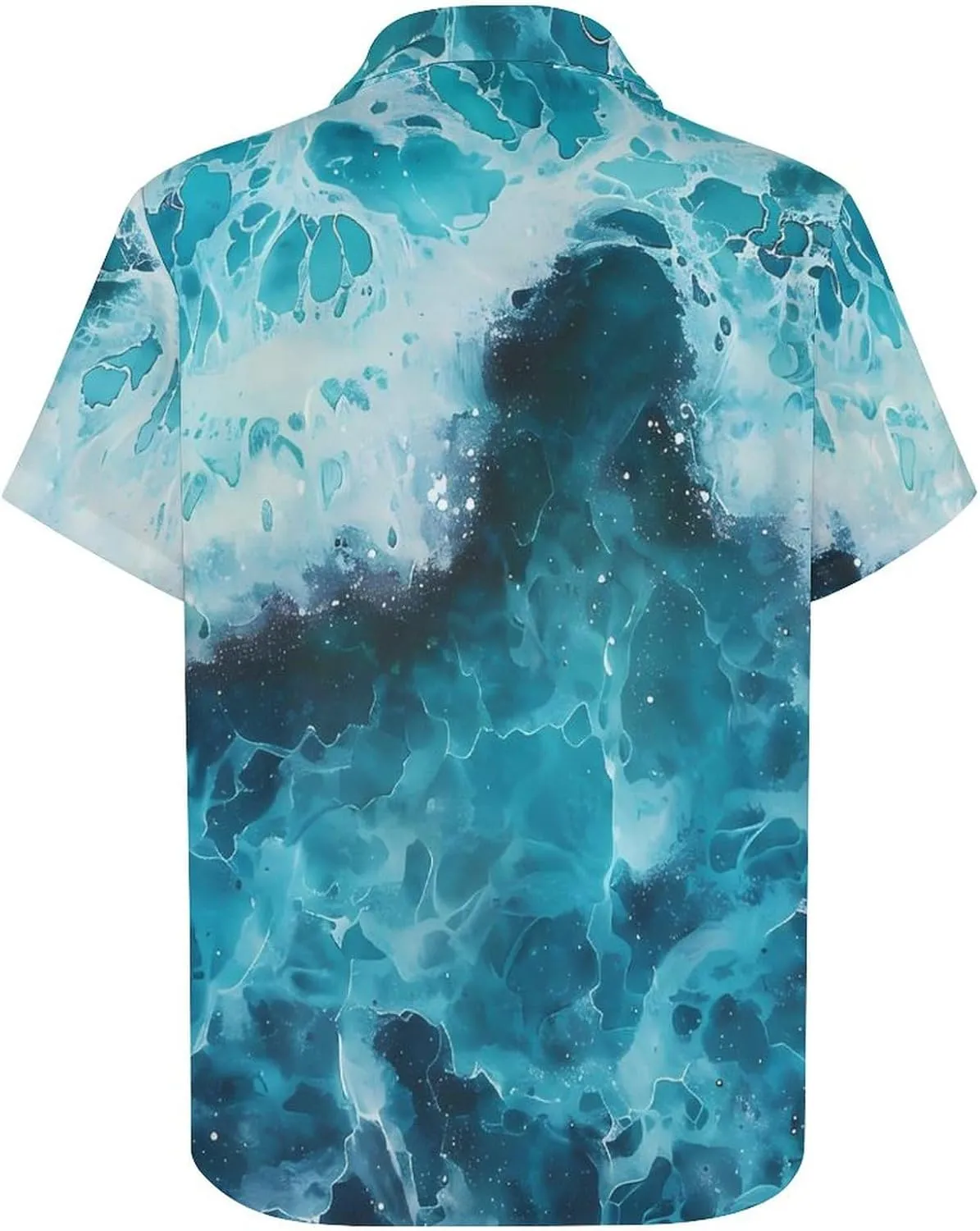 Blue Ocean Waves Shirts for Men Short Sleeve T Shirt Casual Button Down Top with Pocket