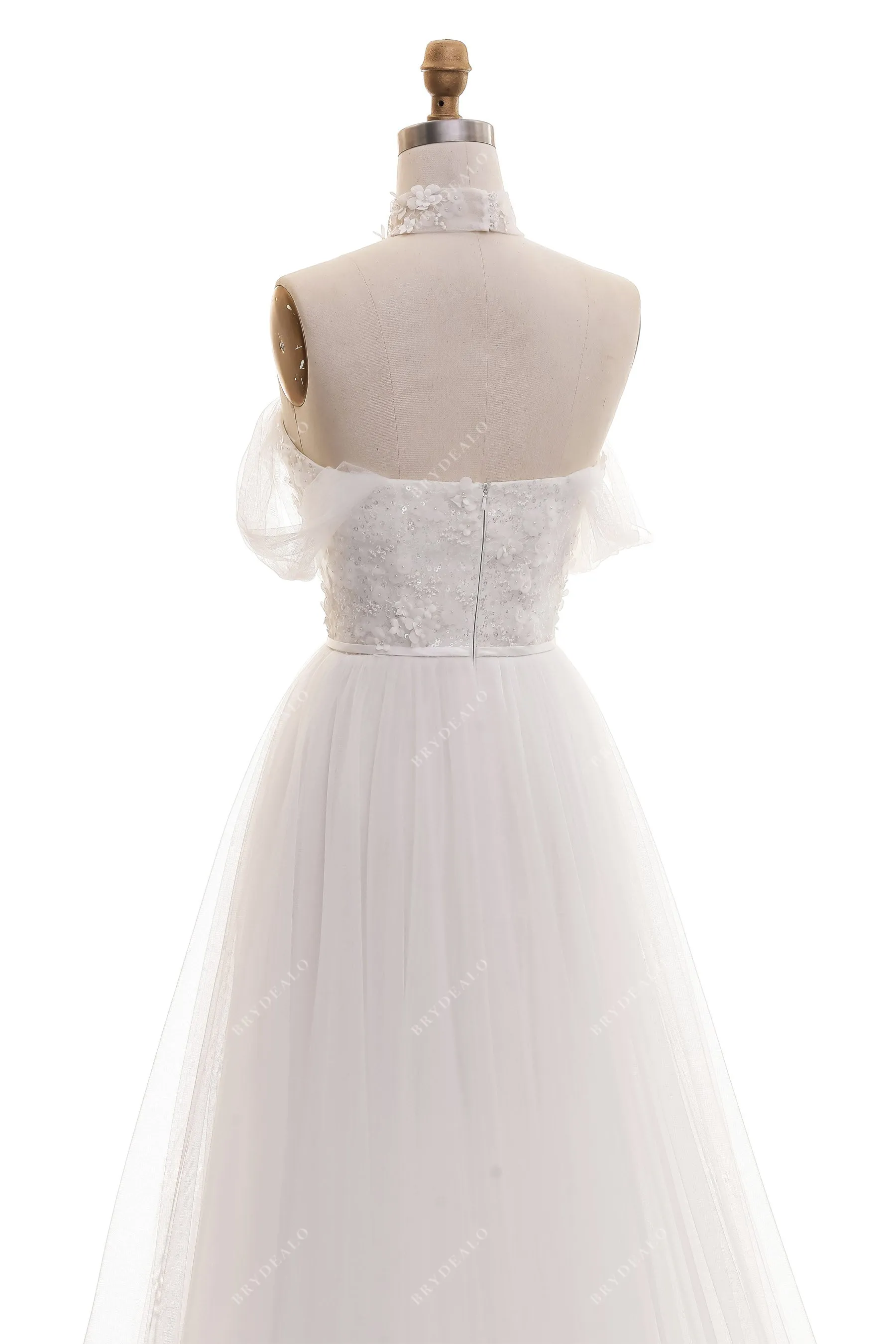 Boho Off-the-Shoulder Flower Lace A-line Summer Wedding Dress