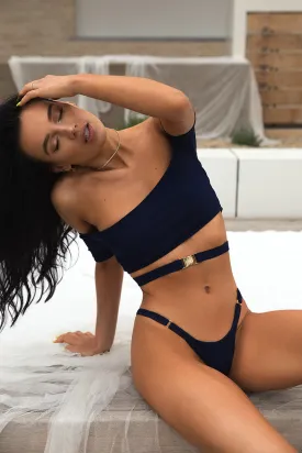 Cassia Off Shoulder in Blue Bottoms