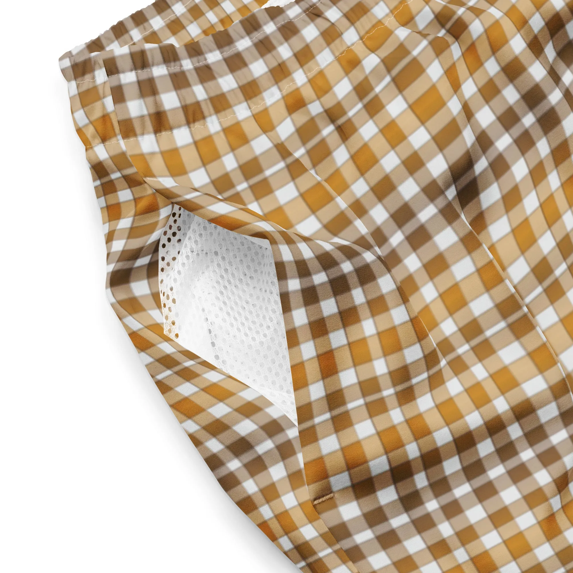 Check print pattern swimming trunks for men, lioness-love