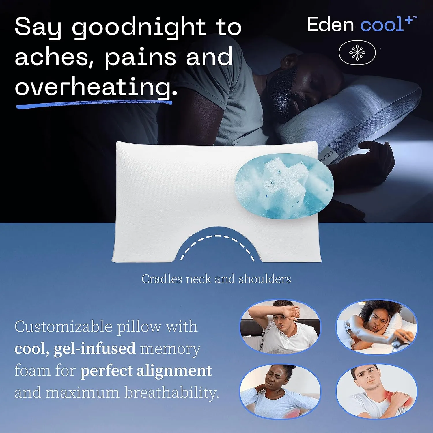 Coop Home Goods Cool  Cut-Out Adjustable Pillow Queen with Cooling Gel & Shoulder Cut-Out for Head Support, Side Sleeper Pillow, Neck Support for Sleeping, CertiPUR-US/GREENGUARD Gold