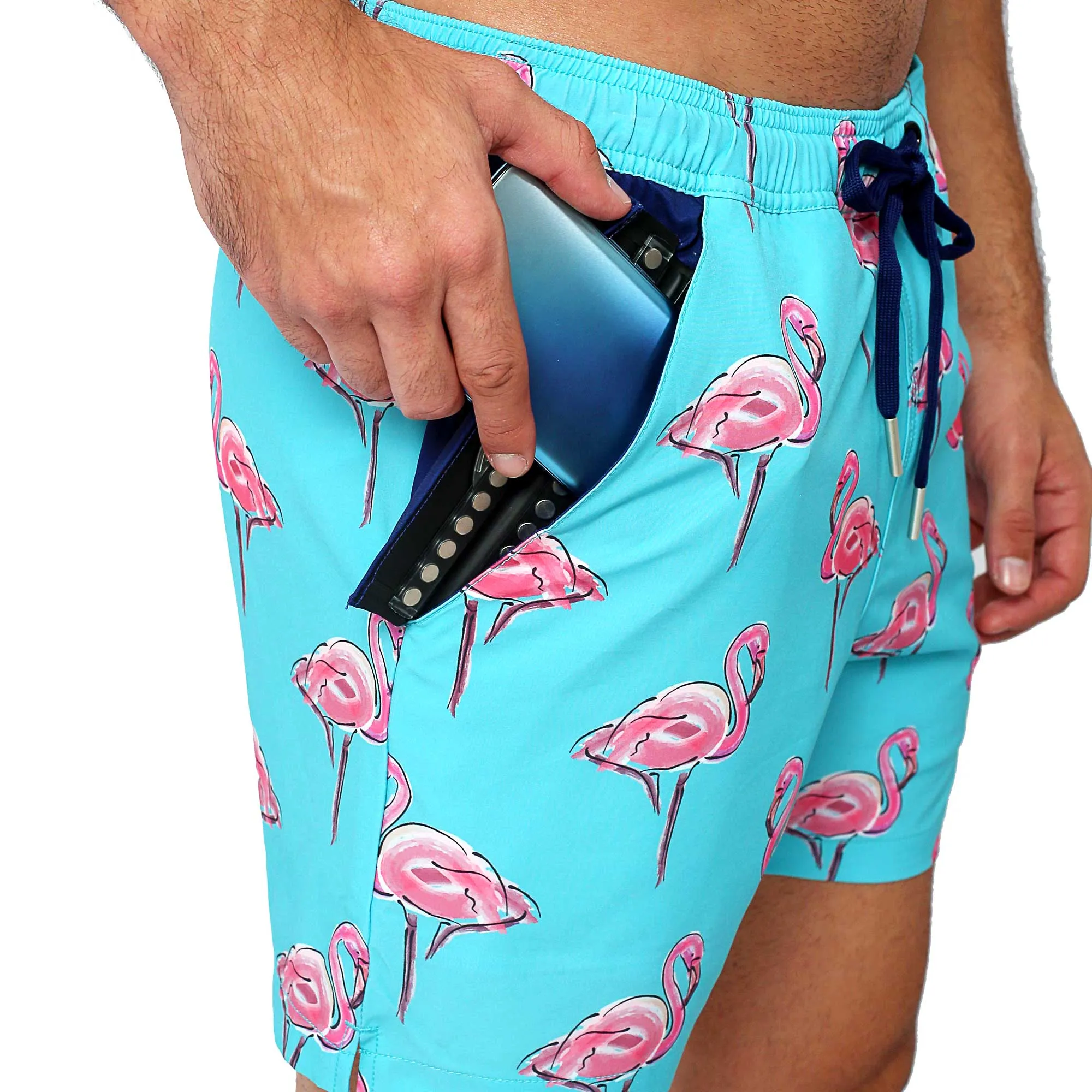 Flamingos - Swim Shorts with Waterproof Pocket