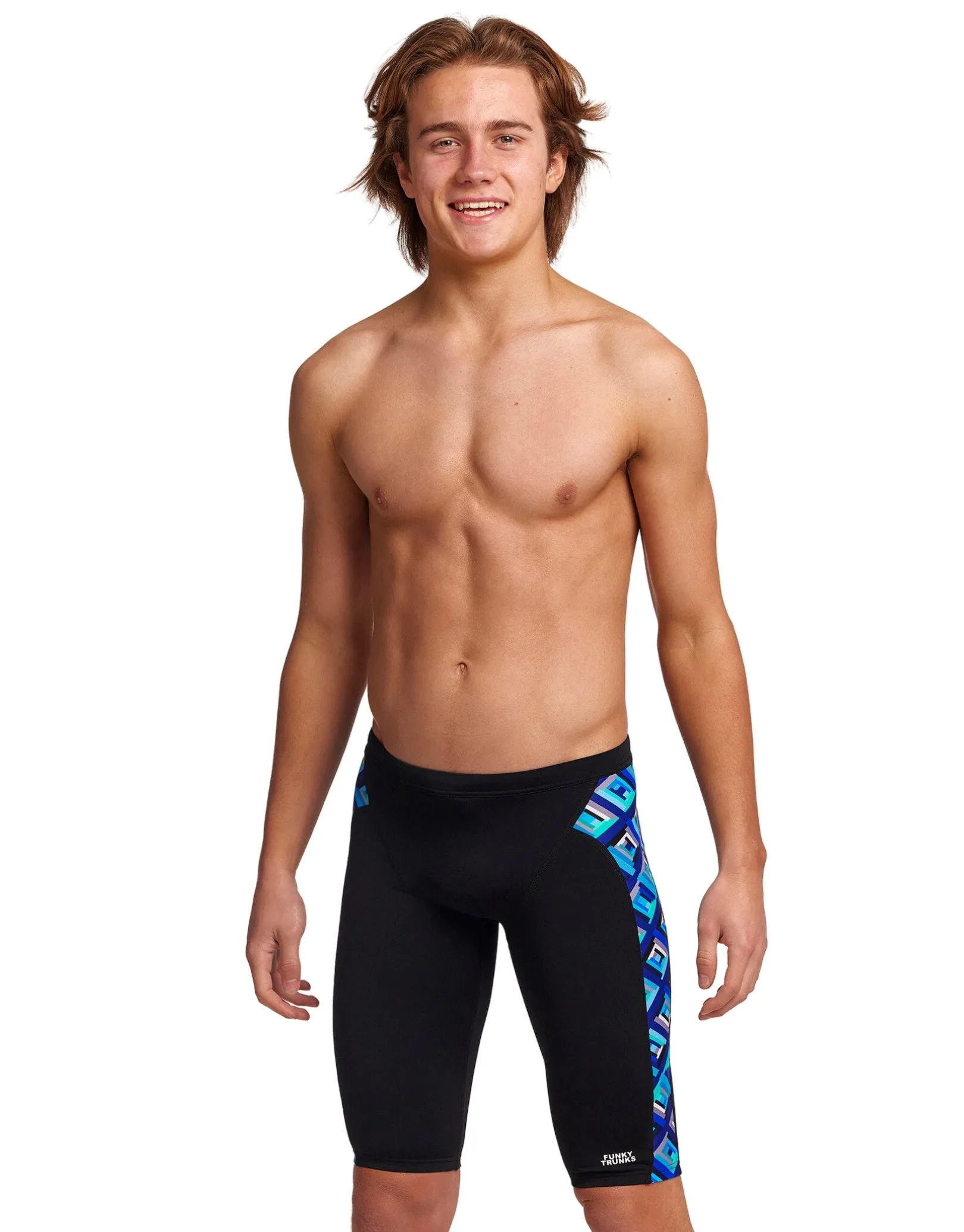 Funky Trunks Boys Blue Bunkers Swim Training Jammer - Black