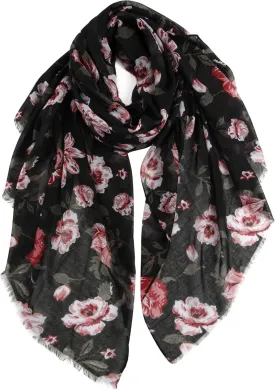 GERINLY Lightweight Scarves Fashion Flowers Print Women Cotton Wrap Scarf Head Shawl Summer Gift