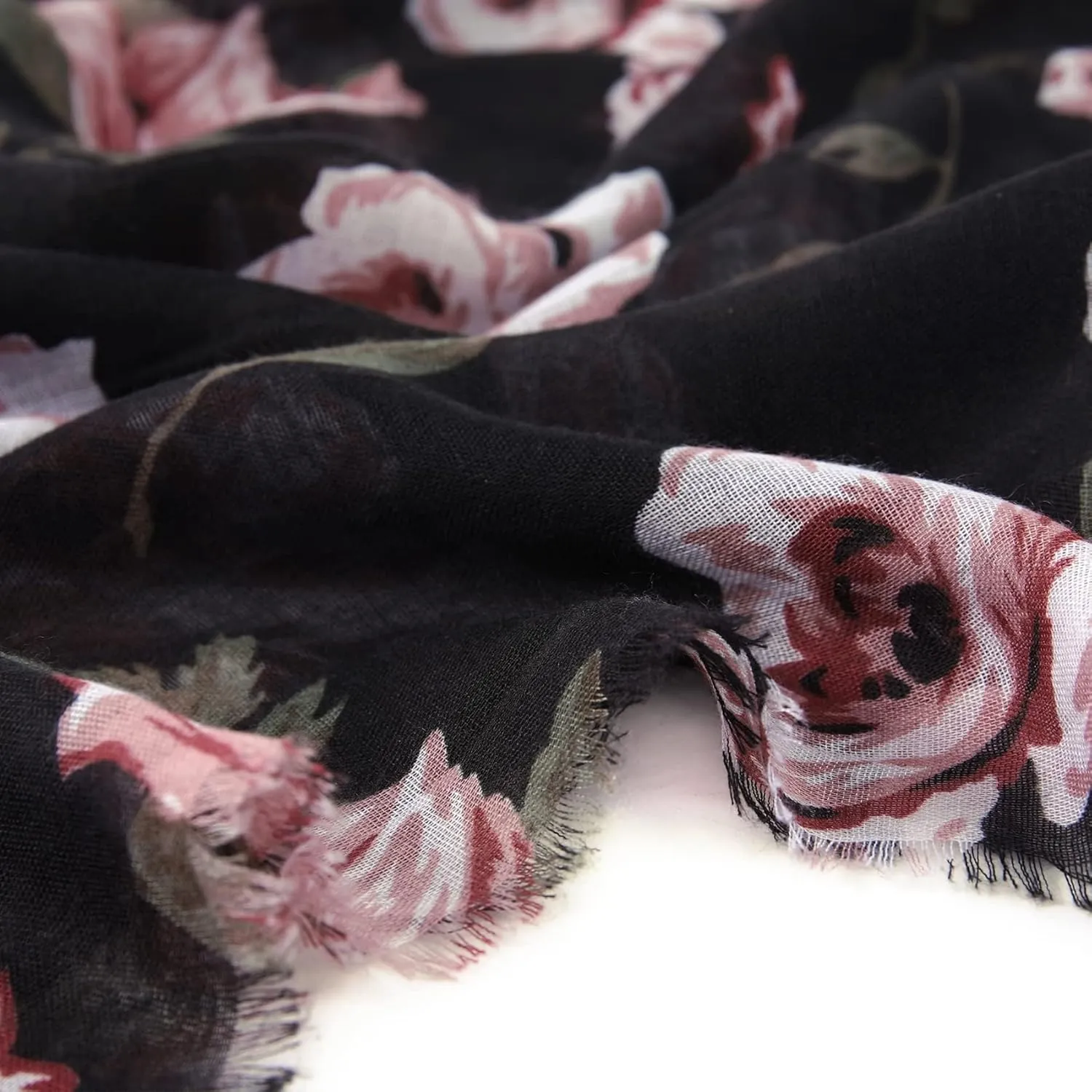GERINLY Lightweight Scarves Fashion Flowers Print Women Cotton Wrap Scarf Head Shawl Summer Gift