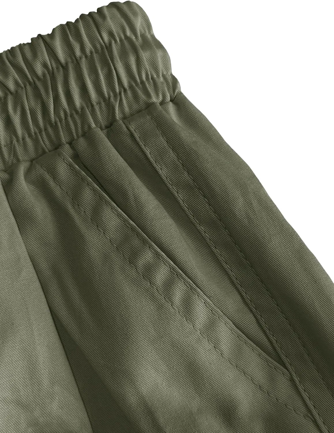 Girls Cargo Pants Elastic Waist Drawstring with Pockets Pants, 6-14 Years