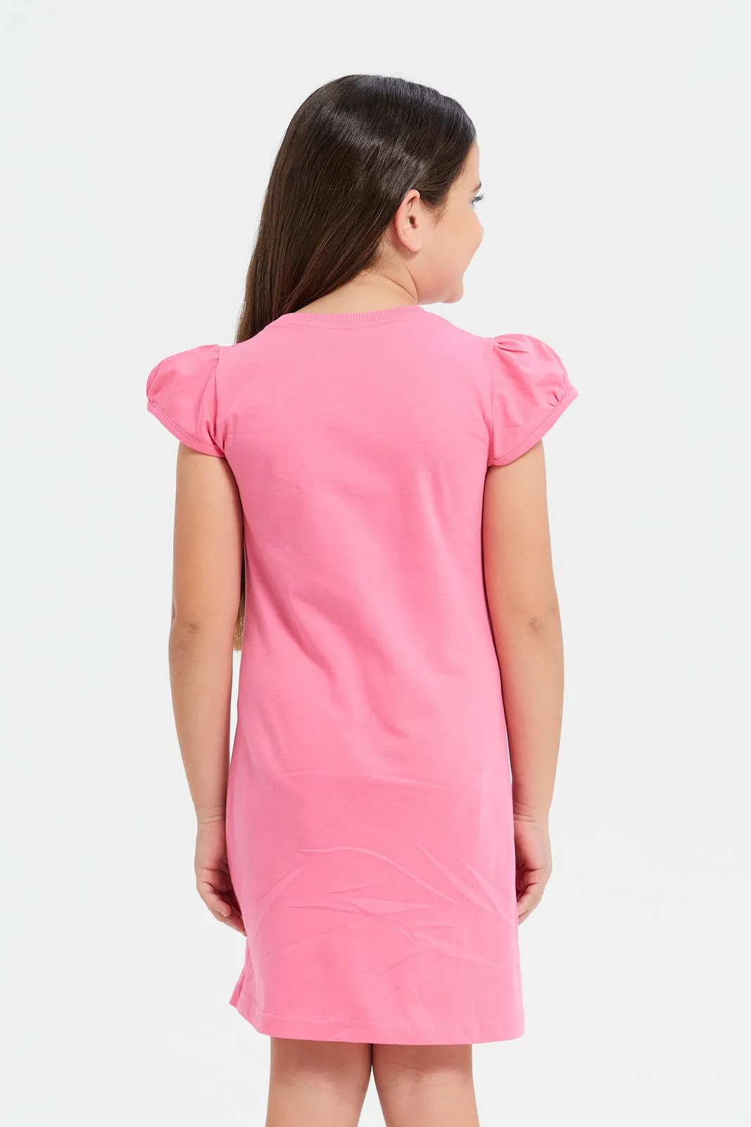 Girls Pink Print  Night Dress