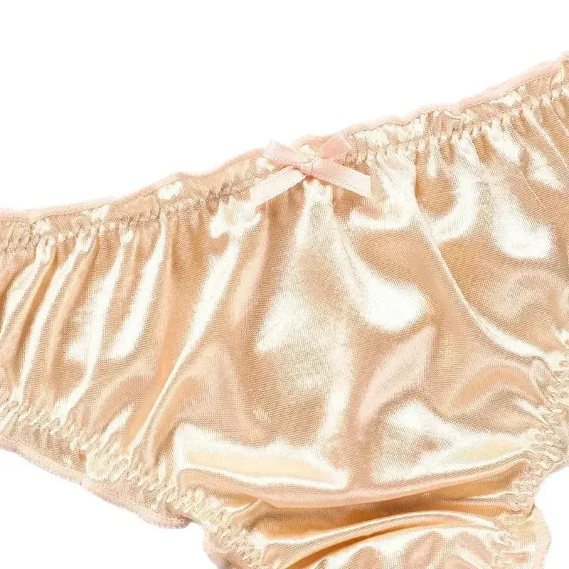 Glossy Satin Ruffle T-Back Briefs