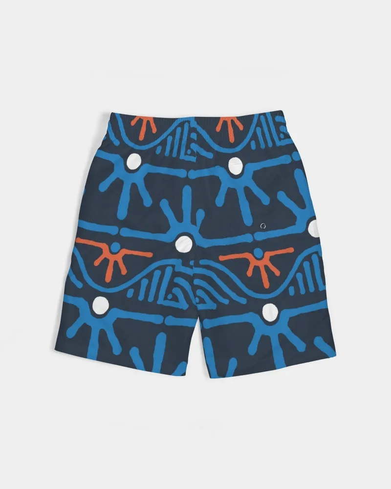 Hand Made Tribal Pattern Dark Blue Boy's Swim Trunk