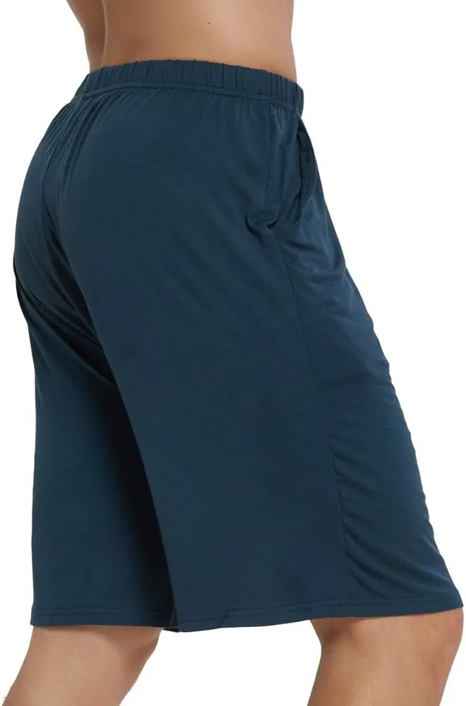 JINSHI Mens Pajama Shorts Soft Comfortable Lightweight Elastic Drawstring Men Lounge Sleep Shorts with Pockets