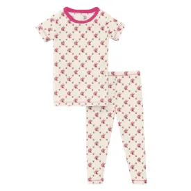 Kickee Pants Short Sleeve Pajama Set - Natural Rose Trellis