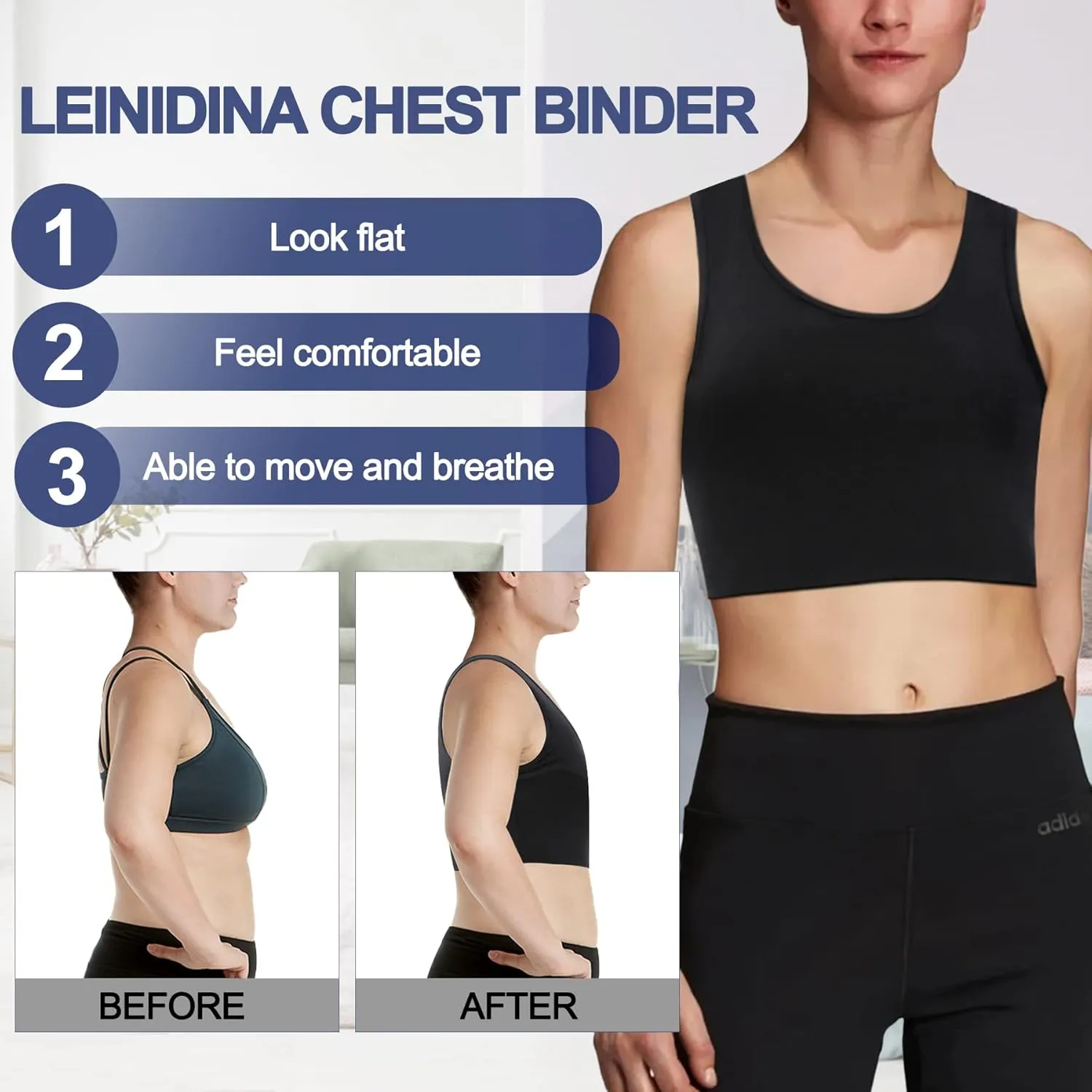 LEINIDINA Chest Binder for Transgender FTM LGBT Tomboy Tops Women Breathable Binder Bra Tank Tops Elastic