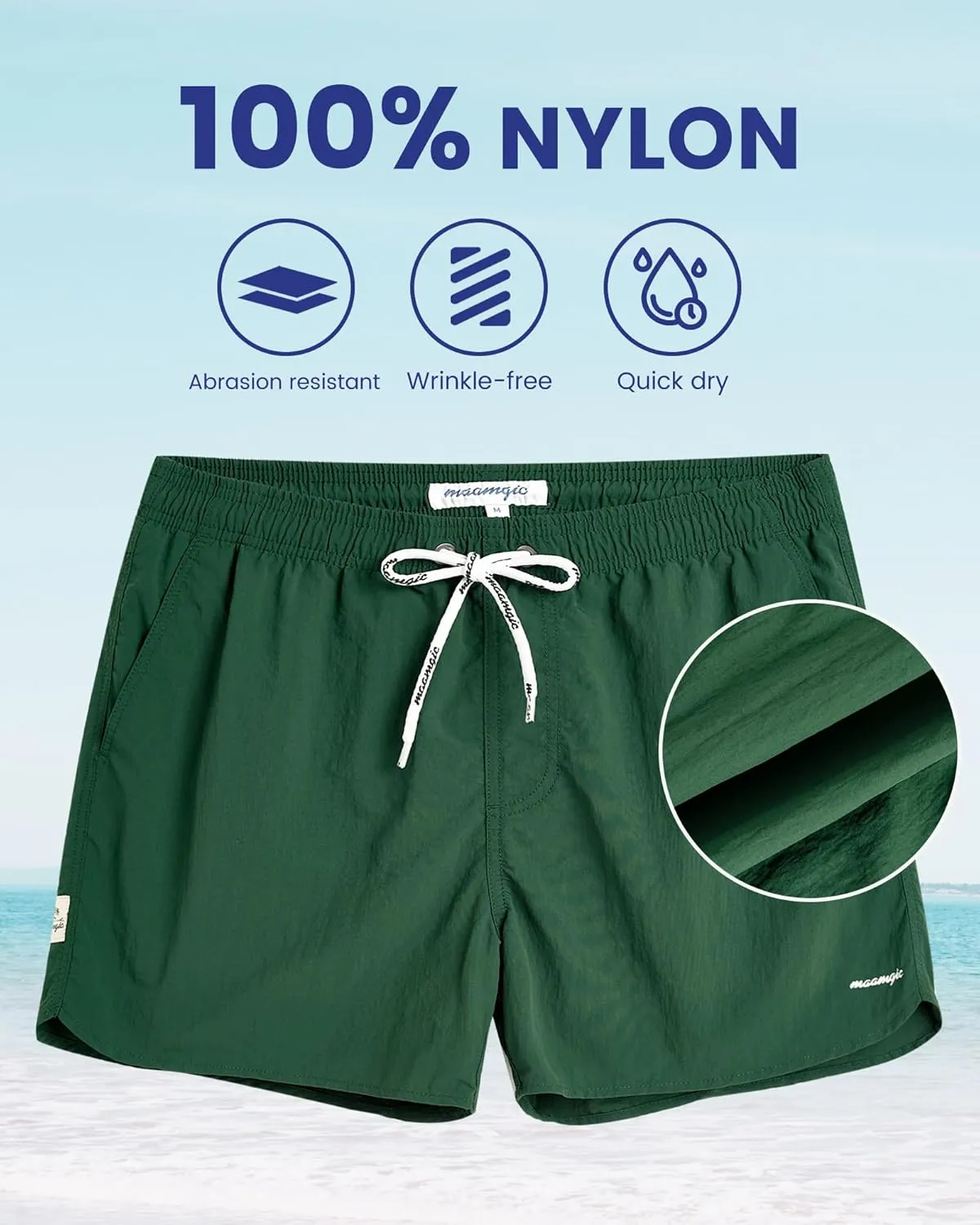 maamgic Mens Swim Trunks 5" with Mesh Lining Quick Dry Bathing Suits for Men Swim Shorts Swimwear
