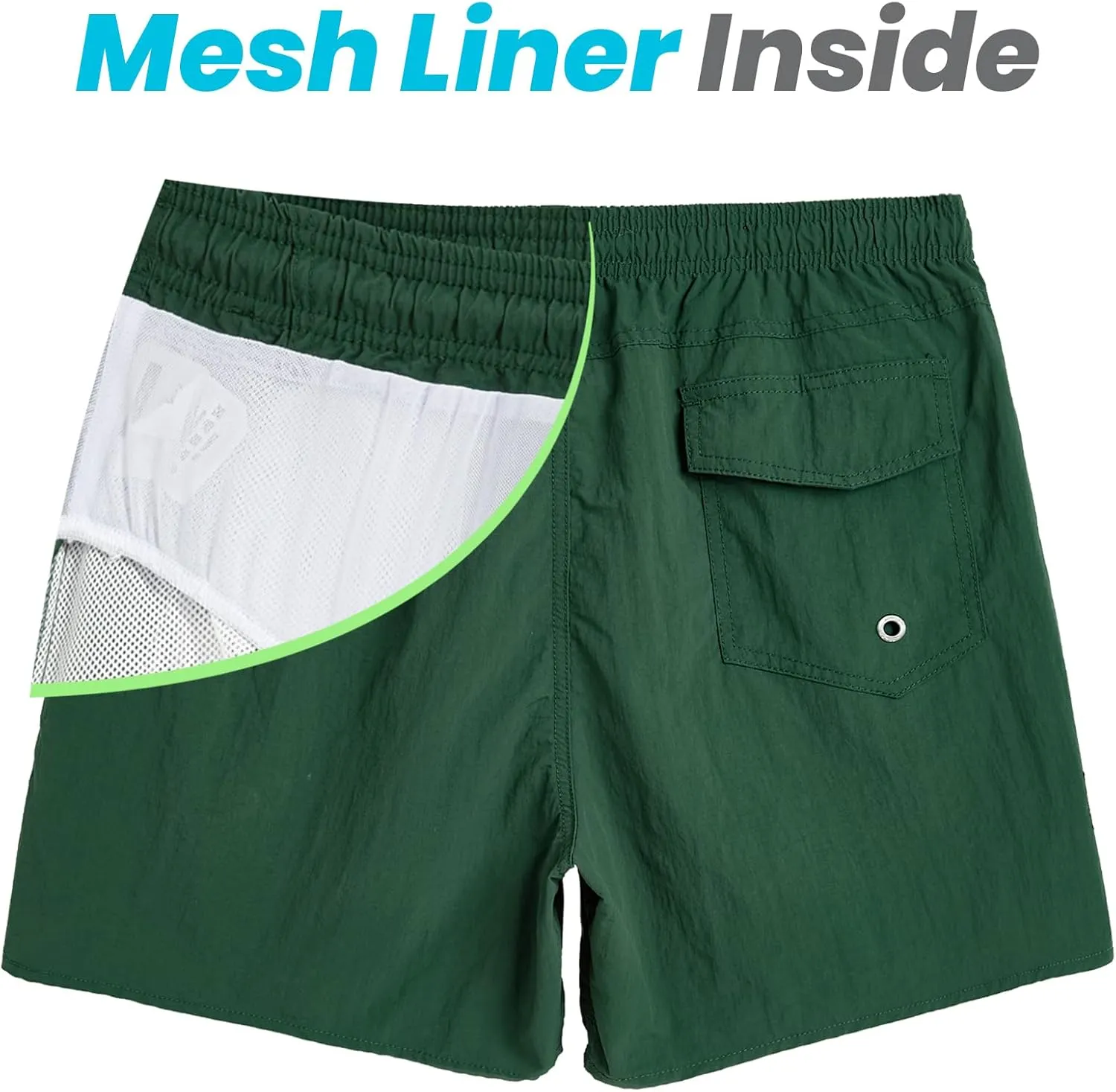 maamgic Mens Swim Trunks 5" with Mesh Lining Quick Dry Bathing Suits for Men Swim Shorts Swimwear