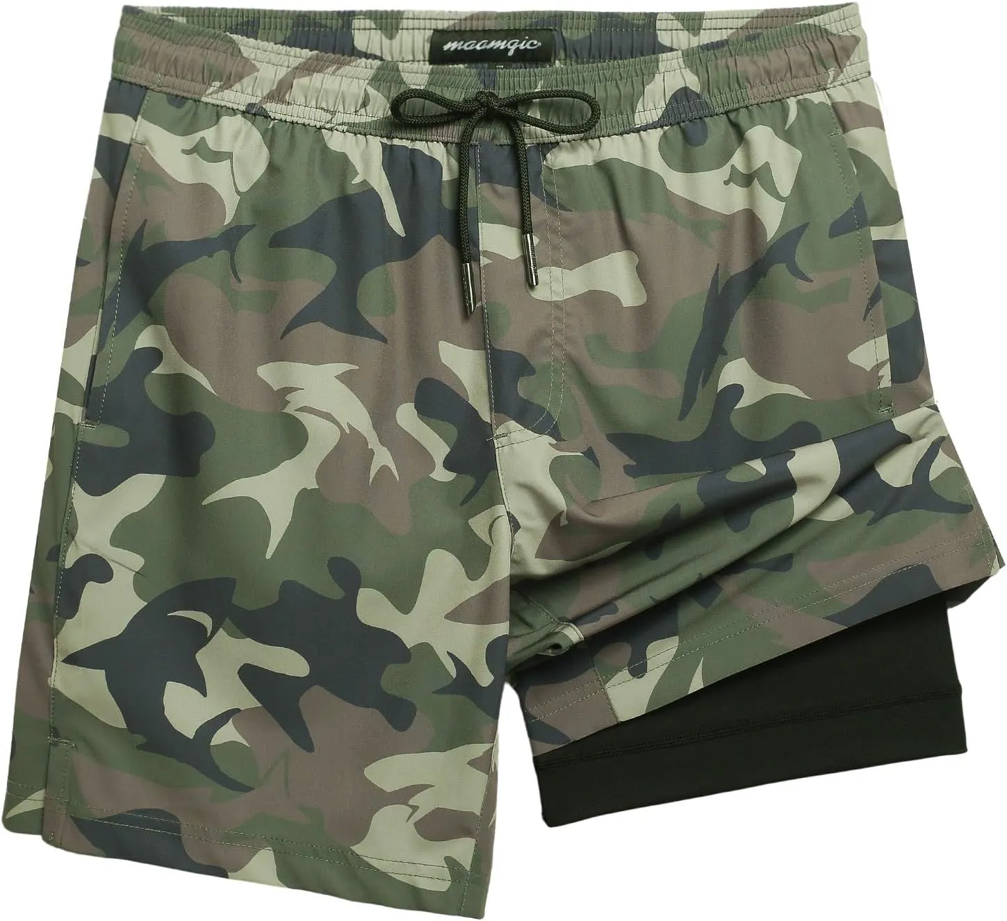 maamgic Mens Swim Trunks with Compression Liner 7 Inch Inseam Mens Bathing Suit Quick Dry Swimming Trunks Swimsuit Camo X-Large