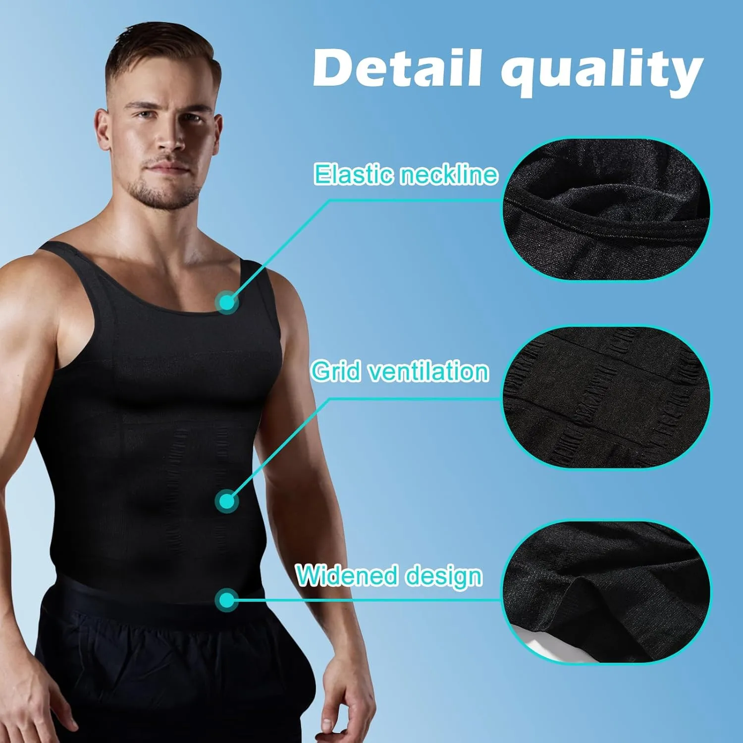 Mens Compression Shirt Slimming Body Shaper Vest Workout Tank Tops Abs Abdomen Undershirts