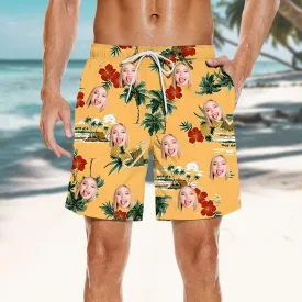 Men's Customized Beach Shorts Retro Fashionable Vacation Shorts Summer Vacation Wear Shorts with Pockets and Drawstrings