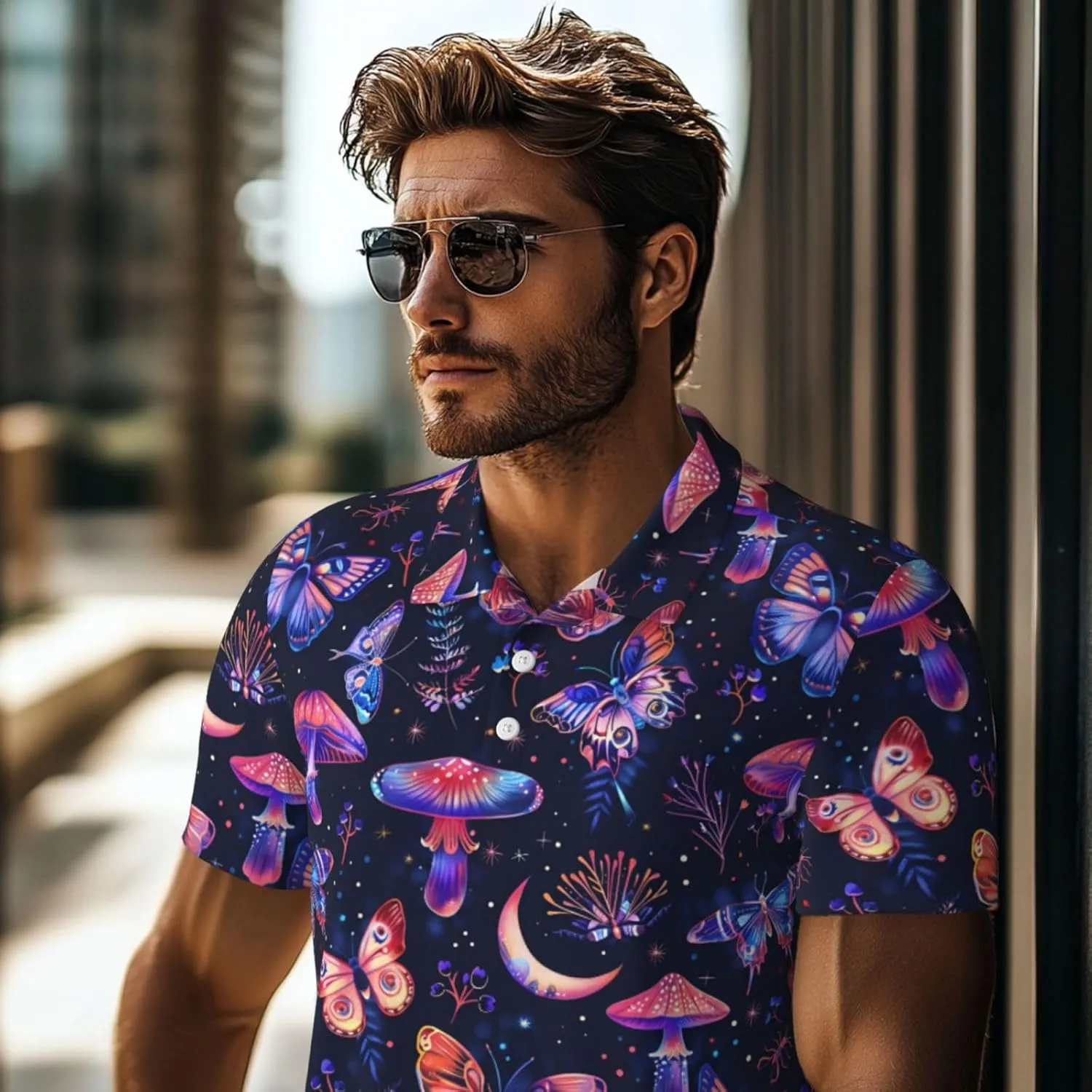 Mens Shirt Short Sleeve Dry Fit Performance Athletic Sports Daily Casual Collared Shirts for Men