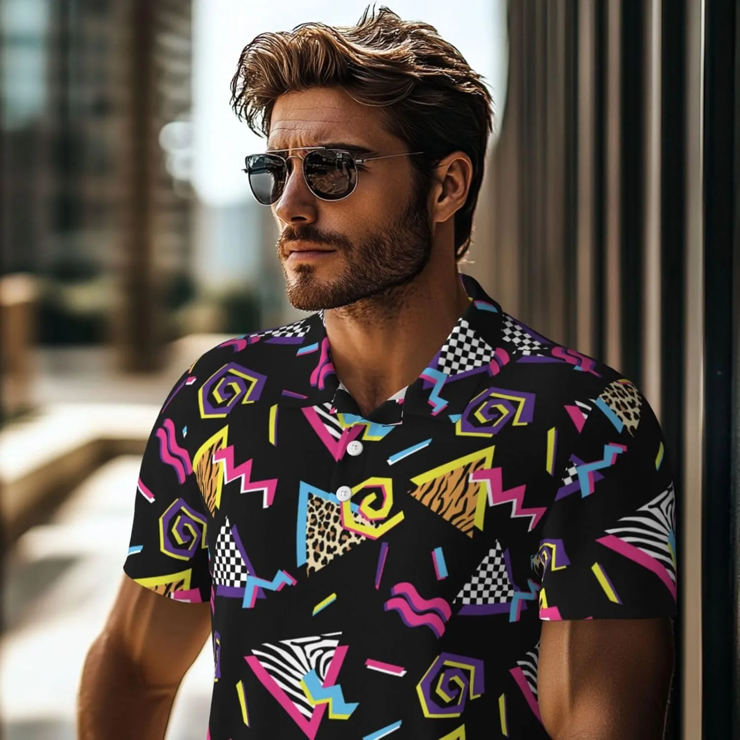 Mens Shirt Short Sleeve Dry Fit Performance Athletic Sports Daily Casual Collared Shirts for Men