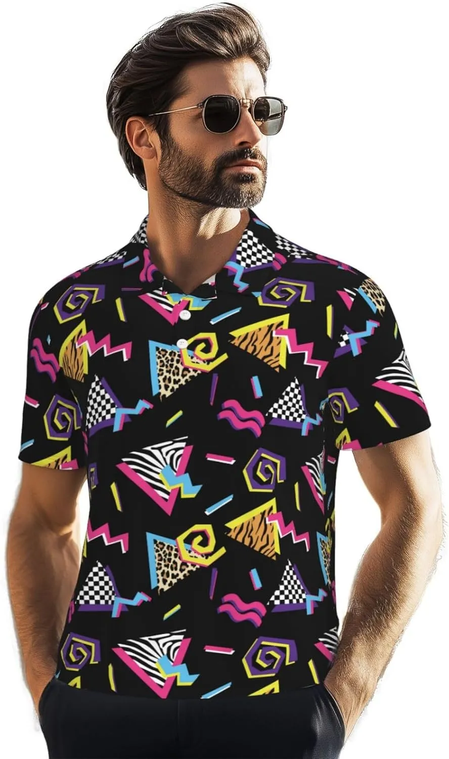 Mens Shirt Short Sleeve Dry Fit Performance Athletic Sports Daily Casual Collared Shirts for Men