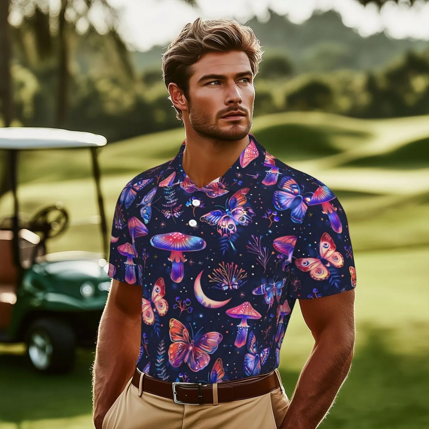 Mens Shirt Short Sleeve Dry Fit Performance Athletic Sports Daily Casual Collared Shirts for Men