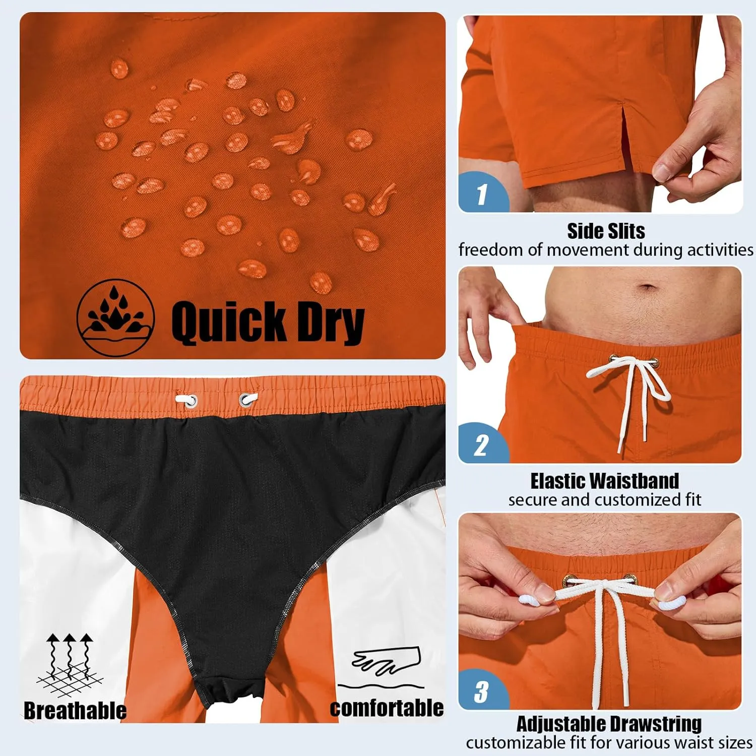 Mens Swim Trunks 5 inch Quick Dry Swim Shorts with Mesh Lining Beach Board Shorts Swimwear Bathing Suit