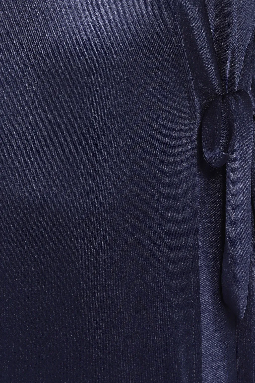 Navy Blue Satin Short Night Dress & Robe Set