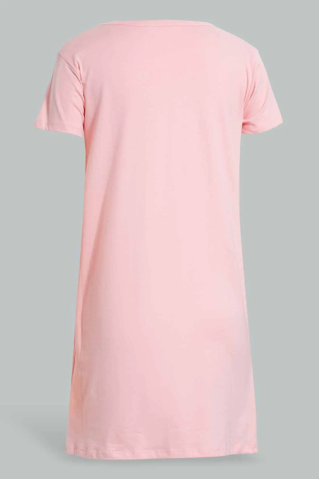 Pink Prinked Night Dress For Baby Girls