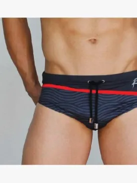 RHUX Swim Brief Wave Design Black and Grey