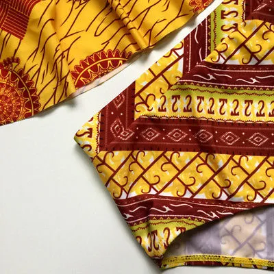 “Royal Queen” African print off the shoulder 2 piece high waist bikini set
