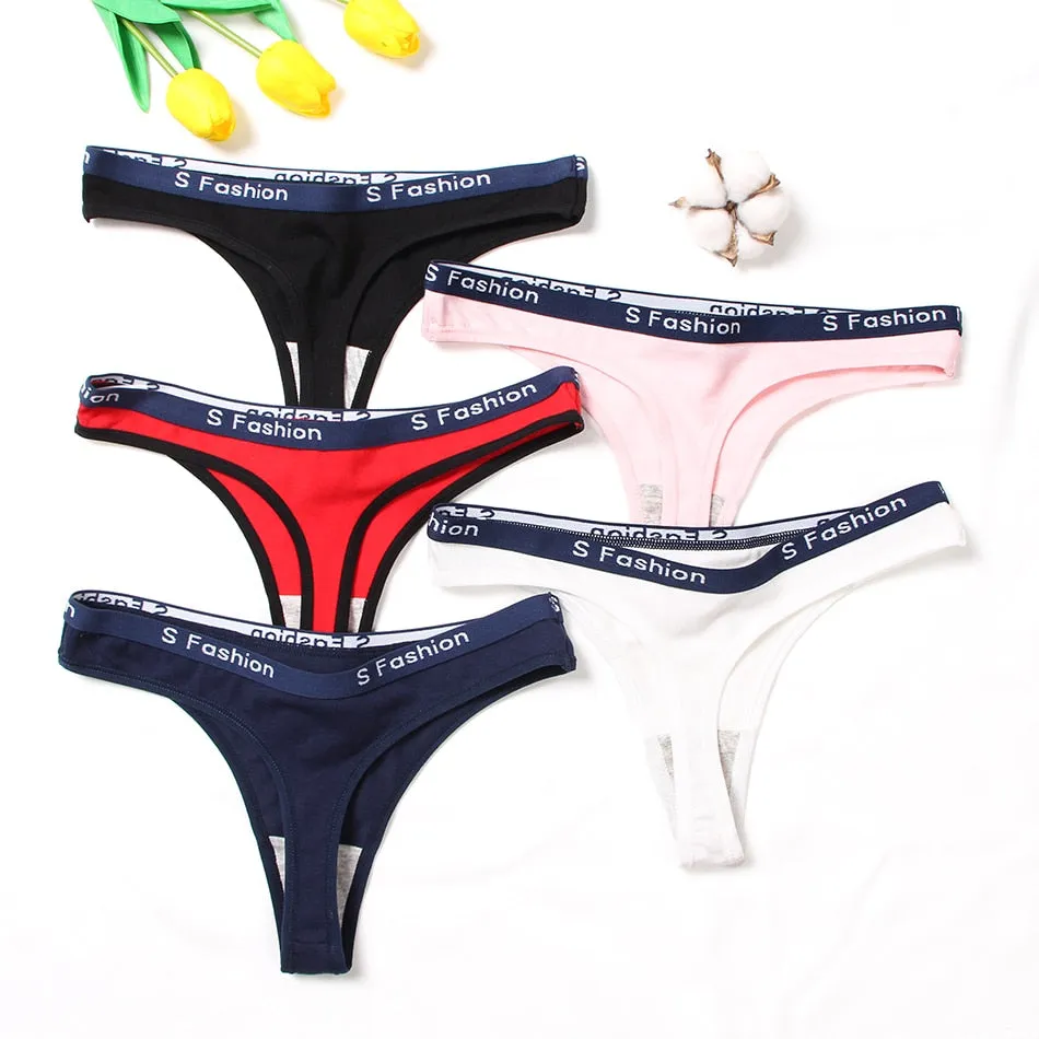 Sexy Women's Low-Rise G-String Cotton Thong With Letter Pattern