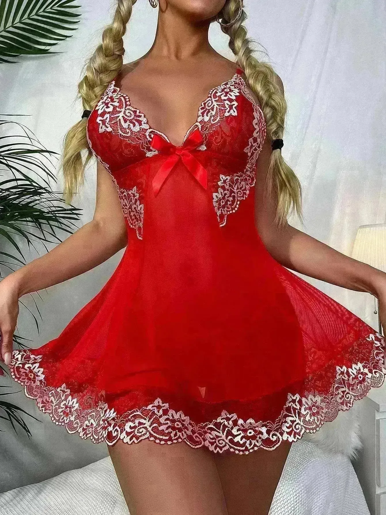 Suspender V-neck Underwear Lace Lingerie